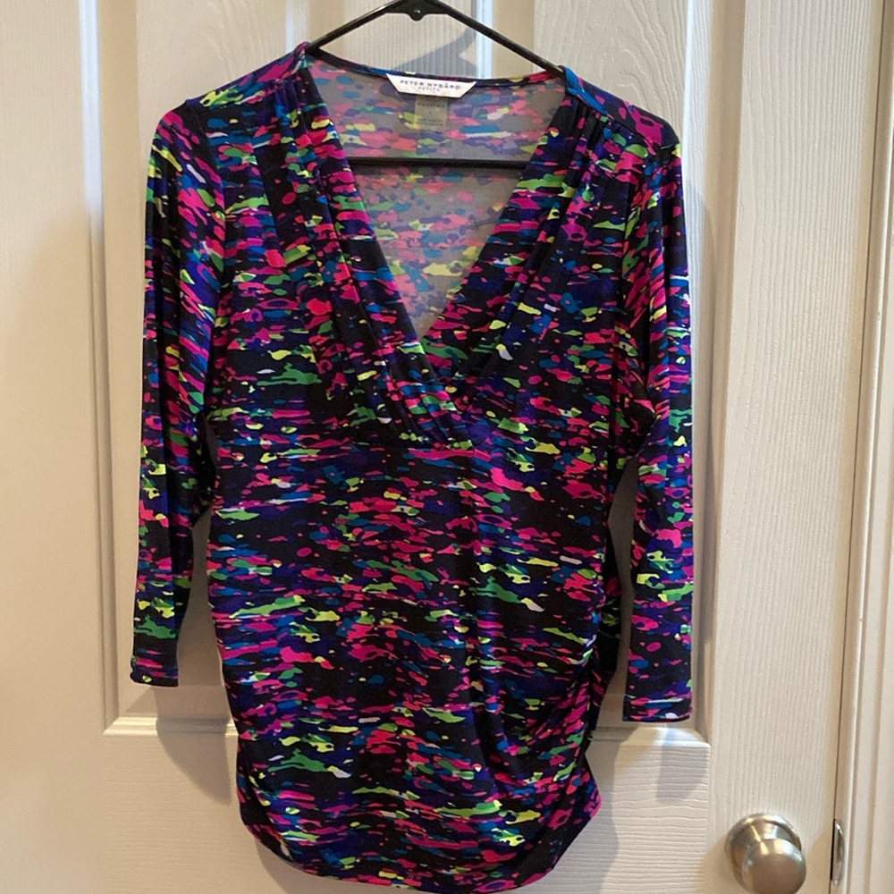 EUC Peter Nygard Ruched 3/4 Sleeve Blouse